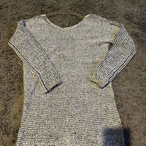 Bar LLL Gray Long Sleeve Knit Sweater Size XXS Chis Cross Back Women's